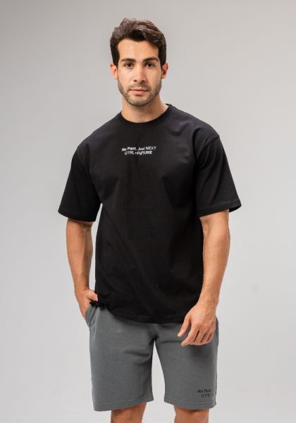 Men Basic Half Sleeves T-Shirt Casual Style With Simple Design-Black-L