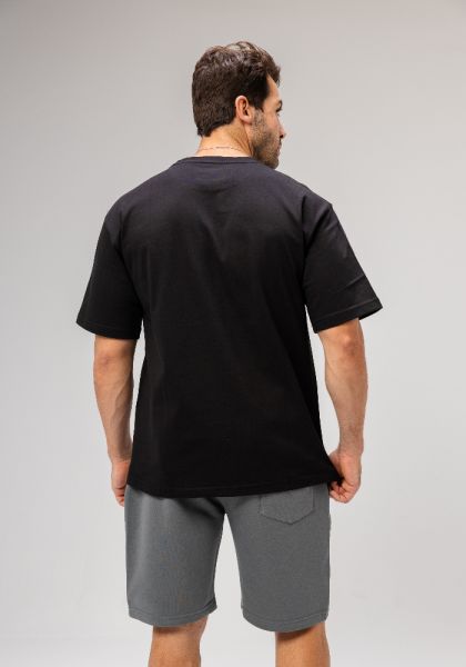 Men Basic Half Sleeves T-Shirt Casual Style With Simple Design-Black-L
