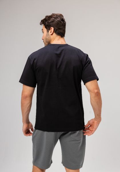 Men Basic Half Sleeves T-Shirt Casual Style With Simple Design For Men-Black-L