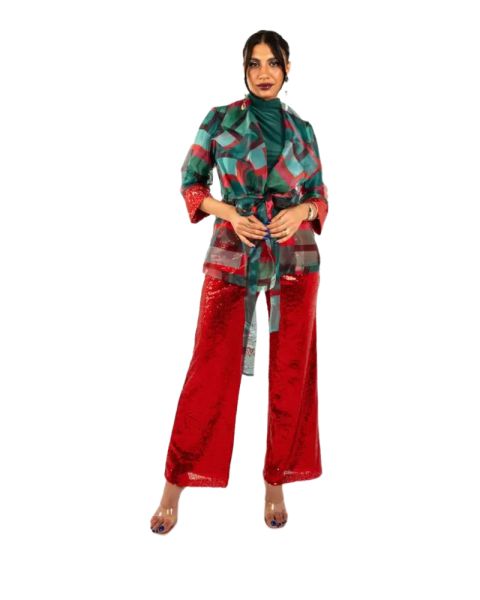 Red Sequin Pants