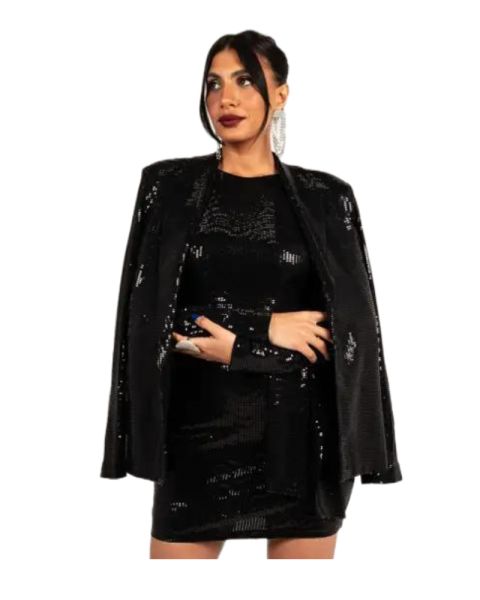 Shiny Tinsel Black Blazer
