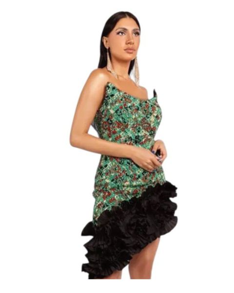Green &Black Sequin Dress