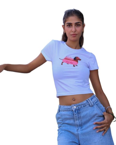 Short sleeves Printed white hot dog tee