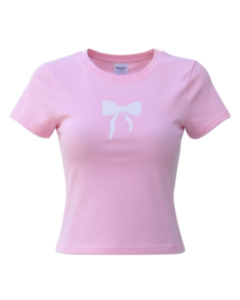 Printed pink bow top