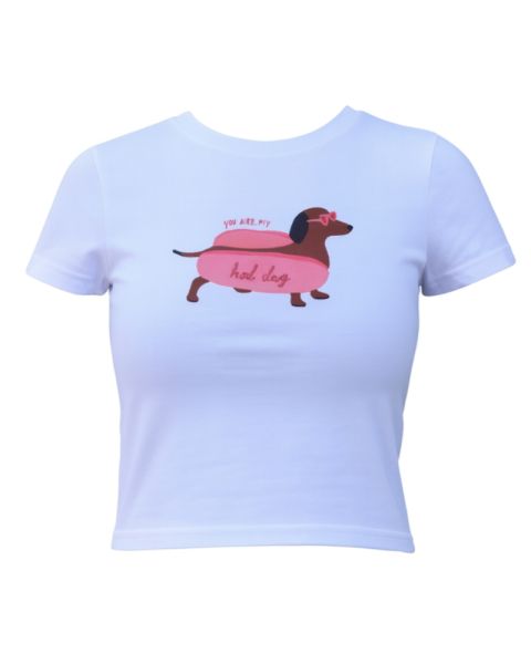 Short sleeves Printed white hot dog tee