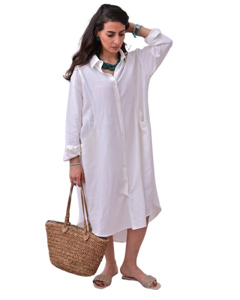 Coastal Haven White Oversized Shirt - Saltwater White