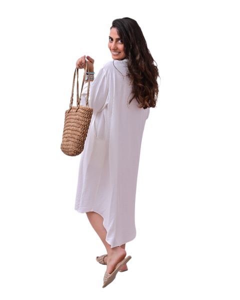 Coastal Haven White Oversized Shirt - Saltwater White