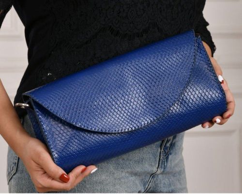 leather clutch -Blue