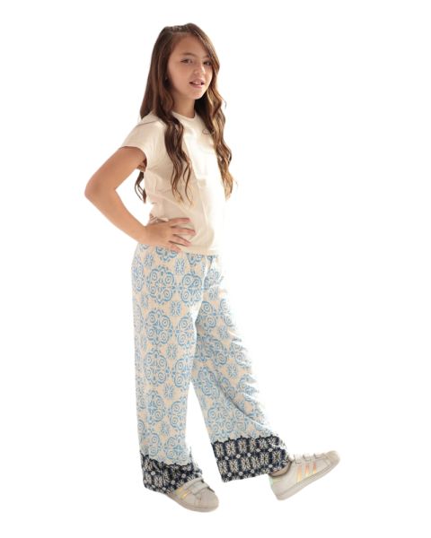 Pants viscose Beige and Blue