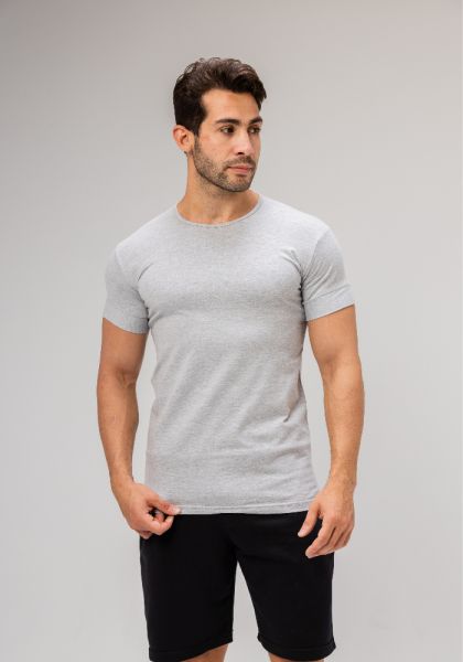 Half Sleeve Undershirt, Grey For men-Gray-S