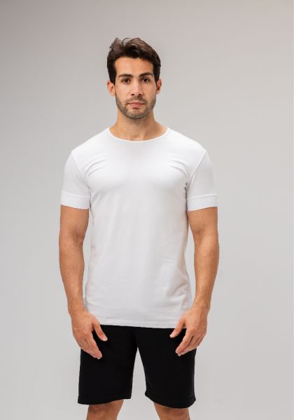 Half Sleeve Undershirt, White For men-White-S