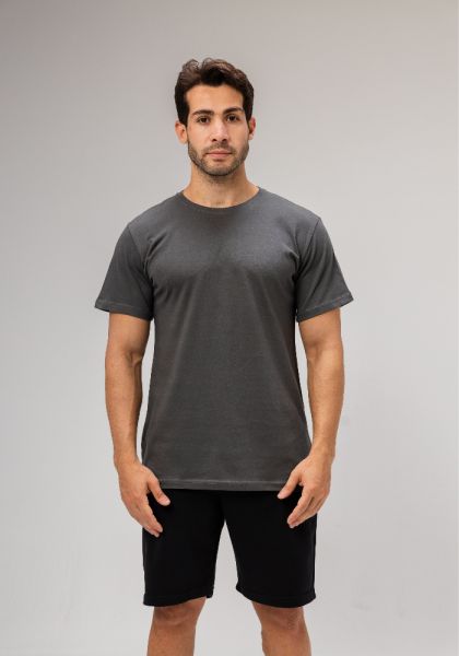 Half Sleeve Undershirt, Grey For men Cotton 100%-Gray-M