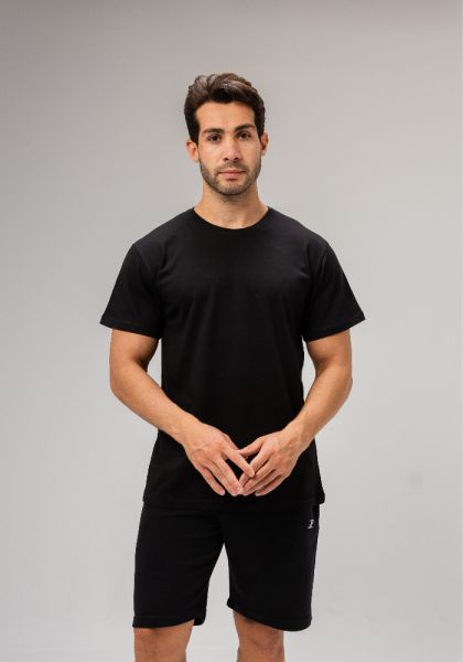 Half Sleeve Undershirt, Black For men Cotton 100%-Black-M