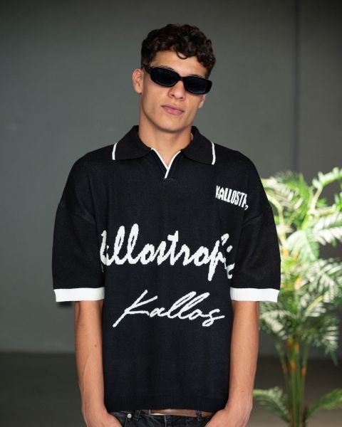 knitted polo-Black-S