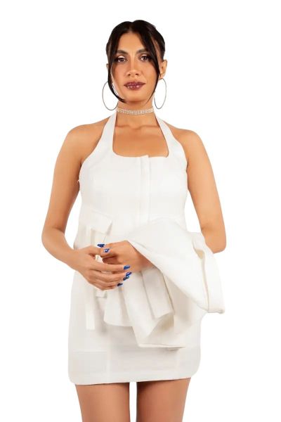 Shiny White Skirt-White-S