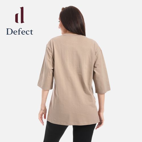 تيشرت حريمي اوفر سايز كاجول بفتحه من الجنب من Defect-Beige-M