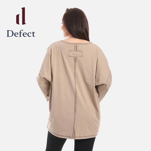 تيشرت اوفر سايز كاجول برقبه دائريه من Defect-Beige-M