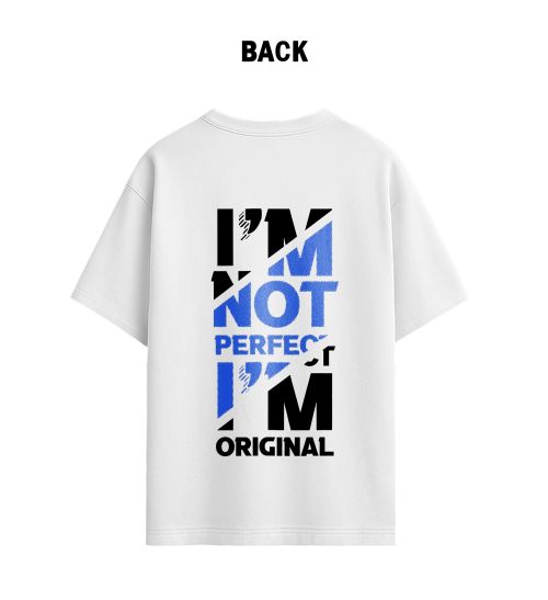 Unisex I'm not perfect White Tee-White-S