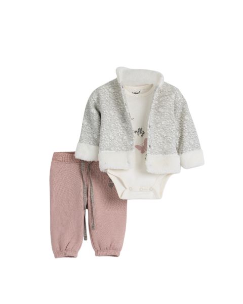 White Flower  Printed Set-0-3 mth