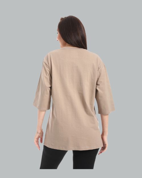 تيشرت حريمي اوفر سايز كاجول بفتحه من الجنب من Defect-Beige-M
