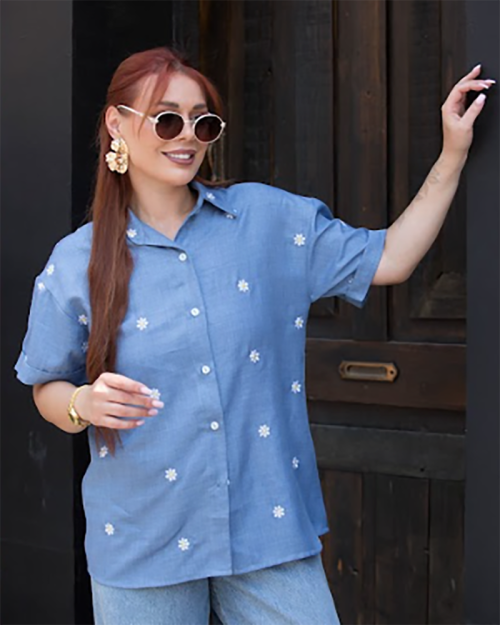 Daisy Shirt-Blue-S