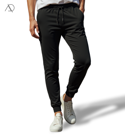 SLIM FIT JOGGING TROUSERS-Black-M
