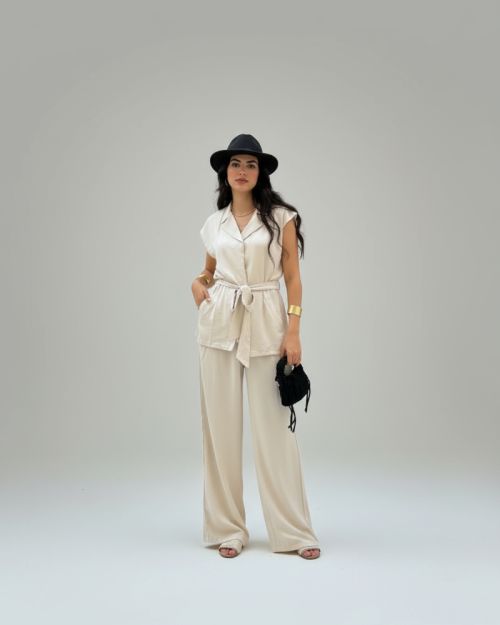 Linen/Cotton Set. -S/M-Beige