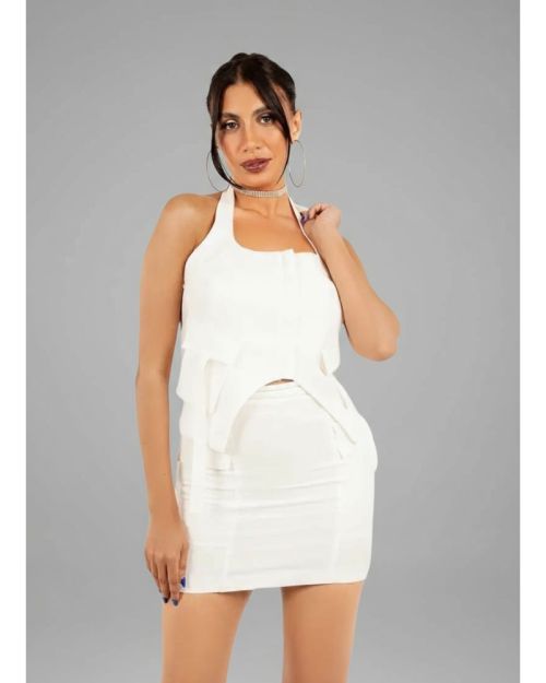 Shiny White Skirt-White-S