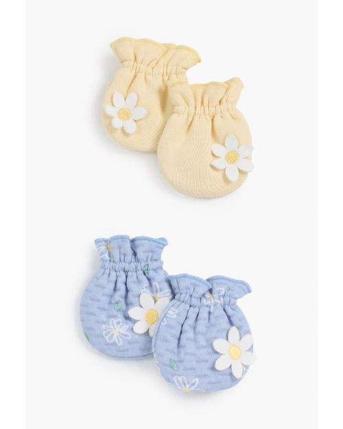 Daisy Flower Printed Mittens