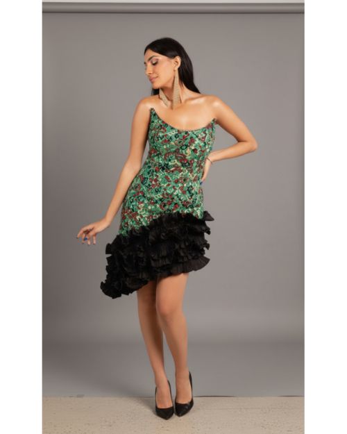 Green &Black Sequin Dress