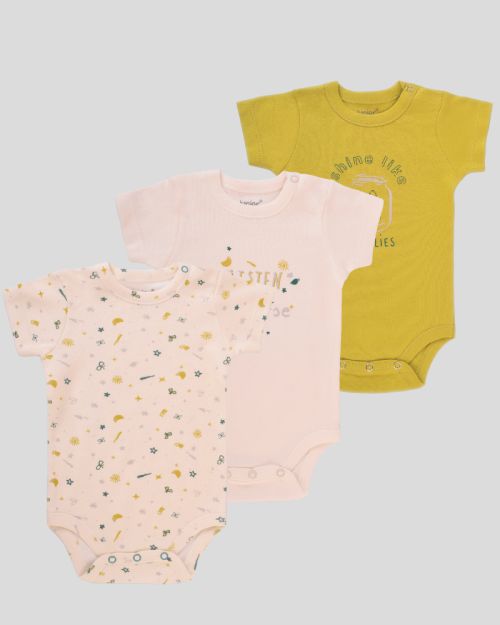 Baby Cotton Bodysuit Pack – 3 Pieces