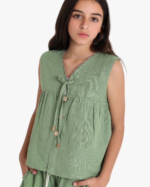 Girls Cotton Button Detail Top – Relaxed Everyday Style