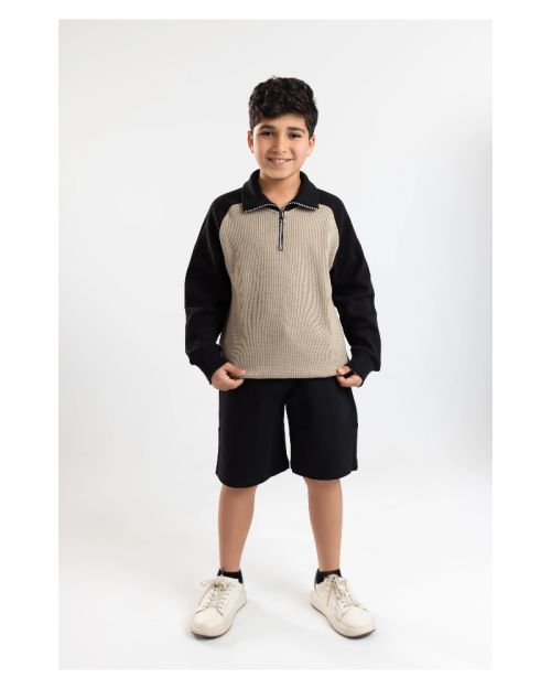 Quarter-Zip Textured Sweatshirt