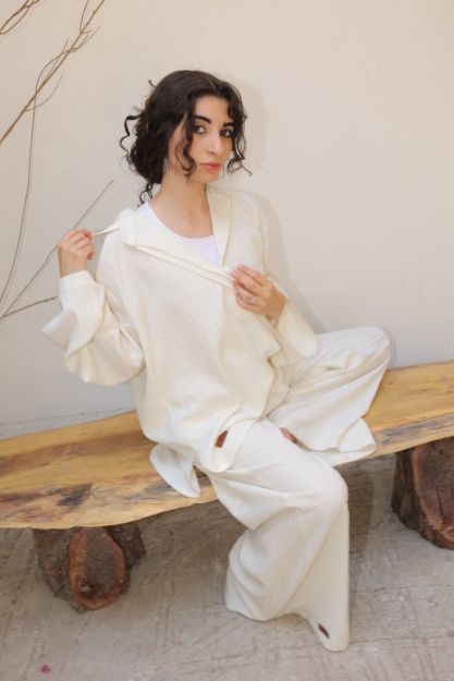 Comfy Blouse With Buttons-White-One Size