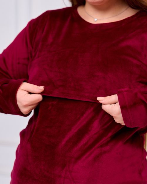 Maternity & Nursing Top-XL-Burgundy