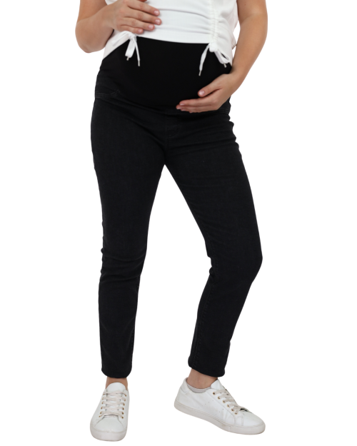 Women’s Maternity Skinny Jeans-Black-34 in - L