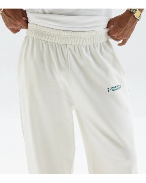 Men’s White Jogger Pants with Minimal Logo