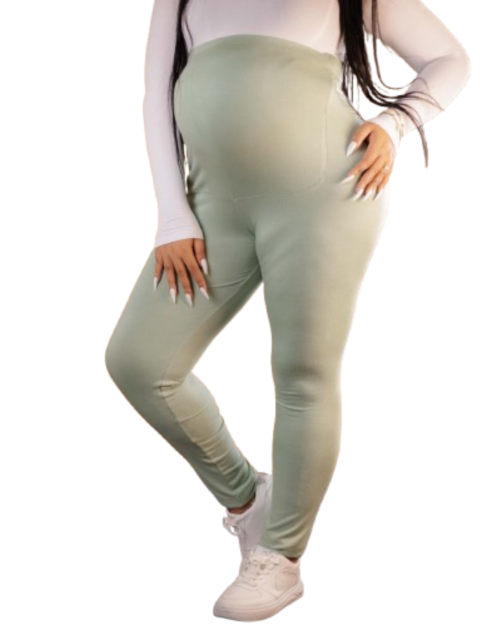 Women’s Comfortable Fit Maternity Stretch Leggings-Mint-L
