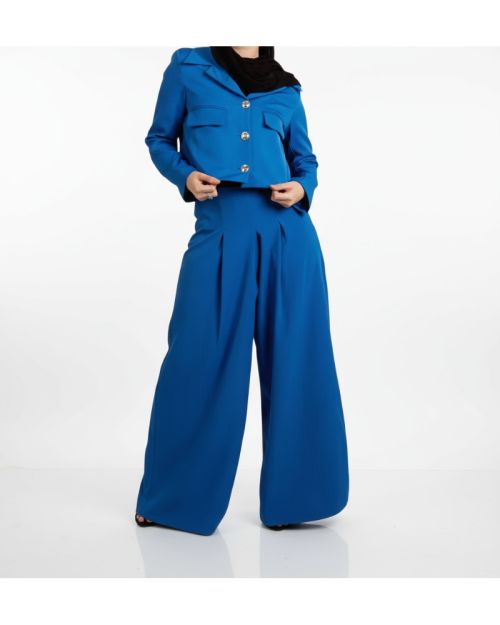 Royal Blue Cropped Blazer-Royal Blue-S