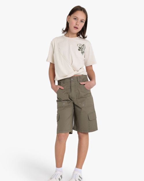 Kids Cotton Cargo Shorts With Utility Pockets