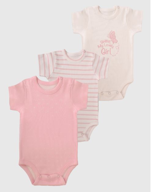 Baby Cotton Bodysuit Pack – 3 Pieces