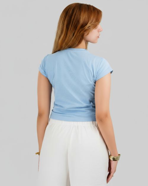 Plein De Vie bodycon top -baby blue-S