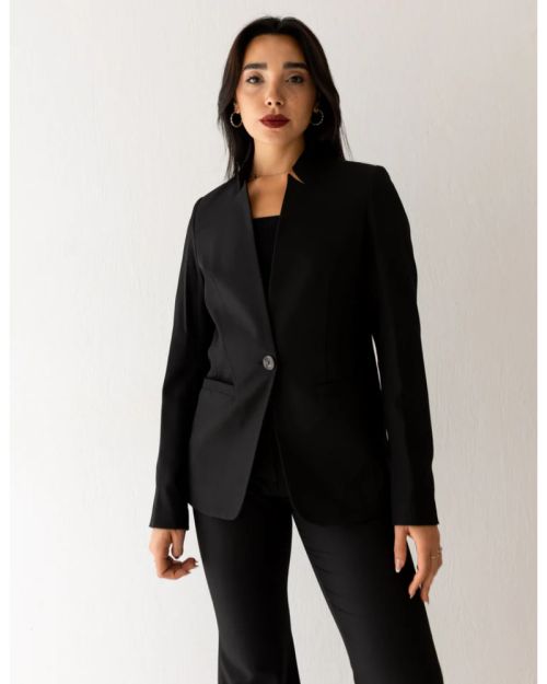 Black Icon Collarless Blazer-S