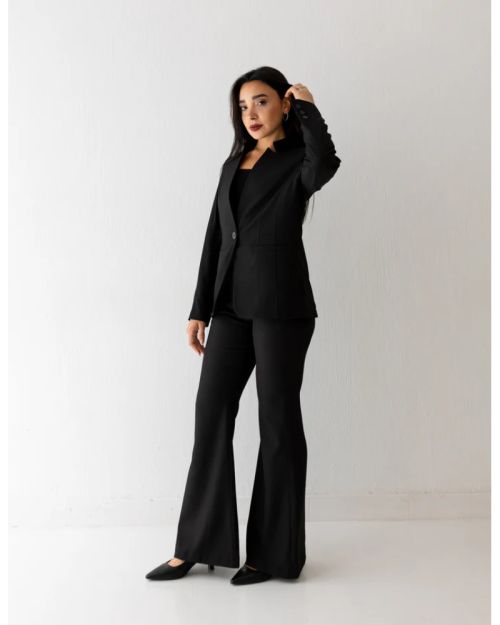 Black Icon Collarless Blazer-S