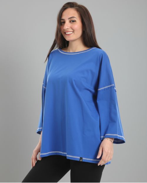 تي شيرت كاجوال فضفاض بأكمام طويلة من defect