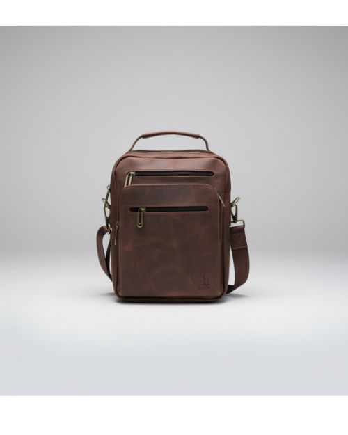  Genuine leather Cross Bag -Brown