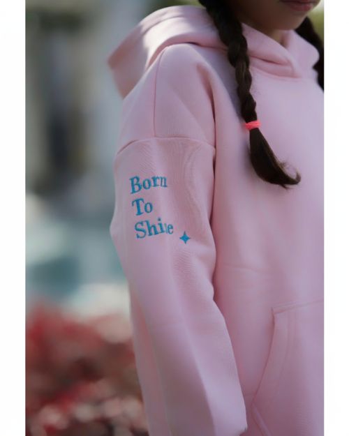 Kids hoodie set Pink with blue logo-4 yrs