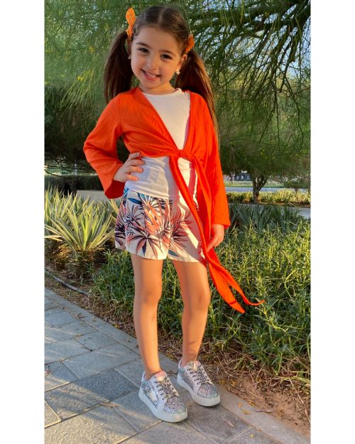 Ribbon blouse Orange-Orange-4 yrs