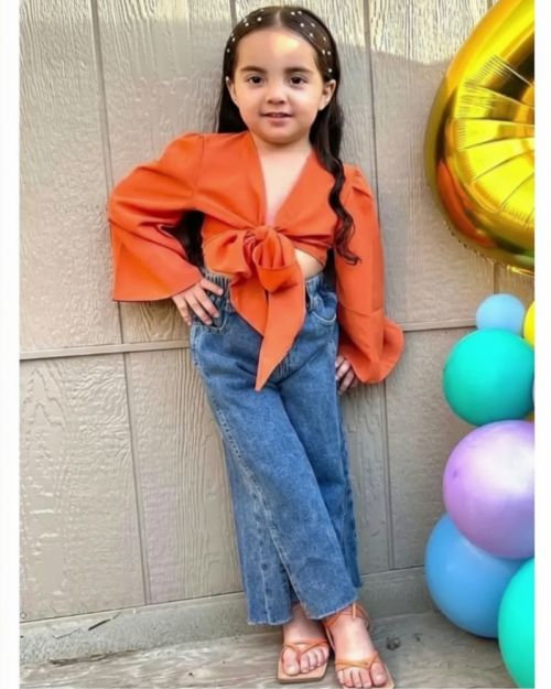 Ribbon blouse Orange-Orange-4 yrs