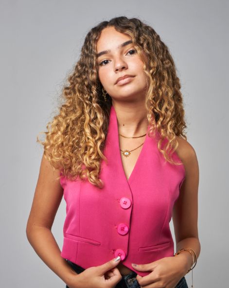 Cut Vest-Pink-S